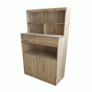 Buffet de service L100xP49xH160cm - 2 tiroirs, 2 portes, bois massif