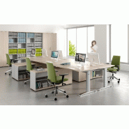 Bureau avec crédence de rangement - MDD - 160, Alu, Oui, Bouleau clair