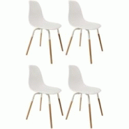 Chaise scandinave pieds métal et bois de hêtre Phenix (Lot de 4) The Home Deco Factory - blanc 3700866369187 Chaise scandinave pieds métal et bois de hêtre Phenix (Lot de 4) The Home Deco Factory - blanc 3700866369187