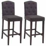 CLP Lot de 2 Tabourets de Bar Louise Tissu Gris foncé/Antique - gris textile 309376