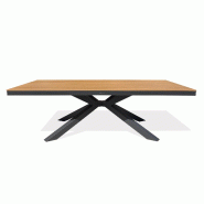 DCB GARDEN Table de jardin fixe en aluminium coloris gris anthracite avec plateau polywood effet bois (180X100 cm) - LAMU - 3700286491291