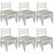 Décoshop26 - Lot de 6 chaises de salle à manger cuisine design classique bois solide et velours blanc CDS022154 - blanc Bois massif 3000024311530