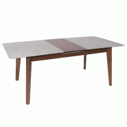 Décoshop26 - Table de salle à manger en bois et HDF 160-200 x 90 cm extensible aspect béton pieds marron 04_0008547 - marron Bois massif 3000262619979
