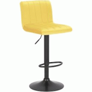 Décoshop26 - Tabouret de bar x1 pivotant hauteur réglable assise surpiqué en velours jaune et métal noir 10_0005004 - jaune 3000252406282 Décoshop26 - Tabouret de bar x1 pivotant hauteur réglable assise surpiqué en velours jaune et métal noir 10_0005004 - jaune 3000252406282