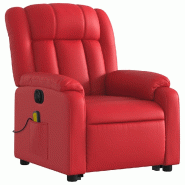 Fauteuil inclinable de massage électrique rouge similicuir Modèle Nacré - 8721012177789