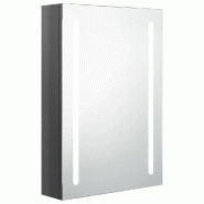 Helloshop26 - Armoire de salle de bain murale style contemporain avec éclairage LED 50 x 13 x 70 cm en MDF gris brillant 02_0046743 - gris verre 3000