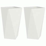 Helloshop26 - Lot de 2 jardinières modernes pour extérieur 40 x 40 x 75 cm en acier blanc 02_0053023 - blanc acier 3000237713503