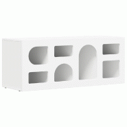 Helloshop26 - Meuble TV rectangulaire design moderne salon rangement spacieux 100 x 35 x 40 cm en bois d'ingénierie blanc 02_0054755 - blanc Bois mas