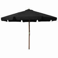 Helloshop26 - Parasol d'extérieur avec mât en bois 330 cm noir 02_0008251 - 3000441182720