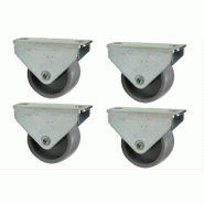 Lot de 4 roulettes fixes en nylon gris de 30 mm, capacité de charge de 30 kg