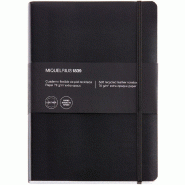 MIQUELRIUS Carnet Leather A5, 600p./300 feuilles 70 g/m², couv. Cuir recyclé, quadrillé 5x5 - noir A041090