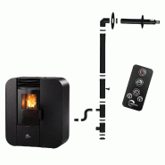 Poêle à granulés Etanche Slim Astral 9,4 kW Noir Sannover + Kit d’installation - noir GRPL26010094BSA_kitV