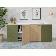 Ensemble de 2 armoires basses Denomics - portes battantes en laqué - L100 P44 H79,8 cm Ensemble de 2 armoires basses Denomics - portes battantes en laqué - L100 P44 H79,8 cm