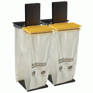 Rossignol Support sac avec couvercle Rollec sur 2 socles - 4x110l - gris manganèse / jaune colza - RAL 1021 - 3019920531515