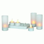Unilux set de bougies led, photophore incl., couleur: blanc
