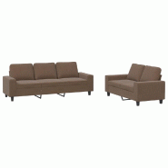 VidaXL Ensemble de canapés 2 pcs marron tissu Modèle Zenith Studio - 3201901