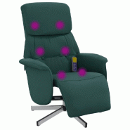 VidaXL Fauteuil inclinable de massage et repose-pieds vert foncé tissu Modèle Nermontel - 356673