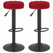 VidaXL Tabourets de bar lot de 2 rouge bordeaux velours Modèle Atlas Panorama Modern - 333001