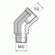 Coude mâle gaz conique x femelle gaz  cylindrique - 1/4' , 13.15 , 1/4' , 11.44