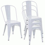 Décoshop26 - 4x chaises de salle à manger cuisine bistro design industriel en métal blanc empilable 04_0000546 - blanc 3000051532694 Décoshop26 - 4x chaises de salle à manger cuisine bistro design industriel en métal blanc empilable 04_0000546 - blanc 3000051532694