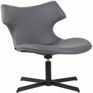 Décoshop26 - Fauteuil lounge pivotant 360° à dossier enveloppant similicuir gris avec base étoilée en métal 10_0008229 - gris métal 3000266537637
