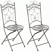 Décoshop26 - Lot de 2 chaises de jardin terrasse balcon design rustique en fer forgé bronze effet vieilli 10_0007939 - 3000266388376