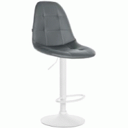 Décoshop26 - Tabouret de bar x1 avec repose-pieds hauteur réglable pivotant assise en PVC gris cadre métallique blanc 10_0004831 - blanc 3000252316628 Décoshop26 - Tabouret de bar x1 avec repose-pieds hauteur réglable pivotant assise en PVC gris cadre métallique blanc 10_0004831 - blanc 3000252316628