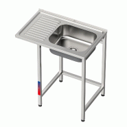 Gasfrit – Évier sous comptoir avec 1 bac et 1 égouttoir, industriel, en acier inoxydable, avec emplacement pour lave-verres,  800 x 500 x 850 mm.