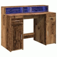 Helloshop26 - Bureau table poste de travail meuble d'ordinateur informatique étude avec lumières LED vieux bois bois d'ingénierie 02_0023436 - 3000 Helloshop26 - Bureau table poste de travail meuble d'ordinateur informatique étude avec lumières LED vieux bois bois d'ingénierie 02_0023436 - 3000