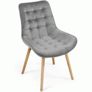 Helloshop26 - Lot de 6 chaises de salon salle à manger pied en bois et velours gris 01_0000740 - 3000885099783 Helloshop26 - Lot de 6 chaises de salon salle à manger pied en bois et velours gris 01_0000740 - 3000885099783