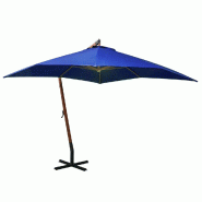 Helloshop26 - Parasol suspendu avec mât bleu azuré 3 x 3 m bois de sapin massif 02_0008708 - 3000464182721_0