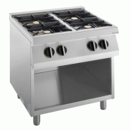 KBS Gastrotechnik KBS Cuisinière à gaz 4 brûleurs 24 Kw Soubassement ouvert 800x730x900 mm Flamme pilote - 4059395096644