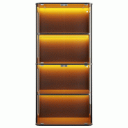Merax Vitrine LED 80 x 40 x 170 cm avec portes en verre trempé, 3 couleurs de lumière, capteur et commande tactile, côtés en acrylique et protecti_0