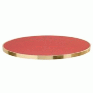 Oviala Business Plateau de table rond blanc avec cerclage doré 60 cm rouge mat/doré - rouge aluminium 114077