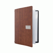 Protège-menu en cuir recyclé Gamme Leather A4 marron | Securit - CU926