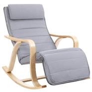 Rocking chair fauteuil À bascule avec repose-pieds rÉglable À 5 niveaux charge max 150 kg gris clair 12_0002790