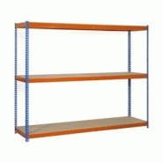 SimonRack Étagères Charge Lourde 2000x1800x750 mm, 3 Niveaux en Bois, 400 kg par Niveau, Structure Acier, Bleu/Orange/Bois - Ecoforte - bleu métal