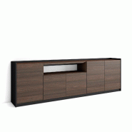 SKRAUT HOME Buffet salon et cuisine, 260x80x37 cm, 5 Portes, Meuble chaussure, Chêne foncé et Noir - marron Bois manufacturé 708_25