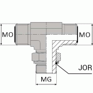Té orientable mâle ORFS x mâle gaz cylindrique x mâle ORFS - 3/8' , 16.66 , 9/16' , 14.28