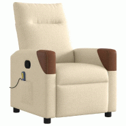 VidaXL Fauteuil de massage inclinable Crème Tissu Modèle Xalmoris - 8721158657657