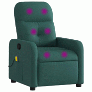VidaXL Fauteuil inclinable de massage vert foncé tissu Modèle Jorvielle - 3206938