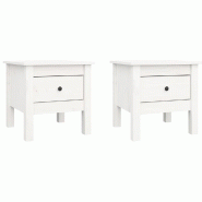 VidaXL Tables d'appoint 2 pcs Blanc 40x40x39 cm Bois massif de pin Modèle Ombre Sigma Plus - 813787