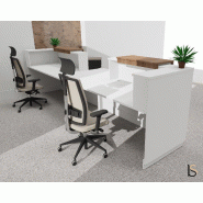 Banque d'accueil 2 personnes Delta avec PMR - Blanc mat, 384, Acacia foncé, Non