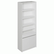 Buffet blanc 2 portes 5 tablettes + 1 coulissante 90x42x240cm