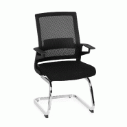 Chaise de conférence / chaise à piètement luge / siège INVENTOR V tissu noir hjh OFFICE - noir polyester 732060