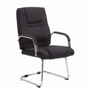 Décoshop26 - Fauteuil de bureau sans roulettes accoudoirs chaise visiteur charge maximale 180 kg en tissu noir cadre en métal 10_0003250 - noir mét