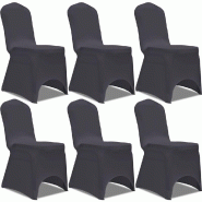 Décoshop26 - Housse de chaise extensible 6 pcs anthracite DEC022361 - 3001299869603