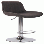 Décoshop26 - Tabouret de bar chaise haute x1 en tissu gris foncé coutures verticales support en métal chromé 10_0000563 - gris métal 3000761869608