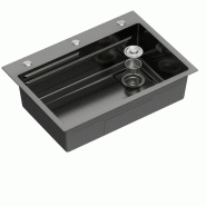Évier sous plan en acier inoxydable noir avec égouttoir 188 x 700 x 440 mm | Gasfrit - noir APK_GFYL8