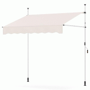Helloshop26 - Store banne rétractable 200 cm x 120 cm réglable 210-300 cm avec manivelle moderne en polyester blanc 20_0013639 - blanc aluminium 300
